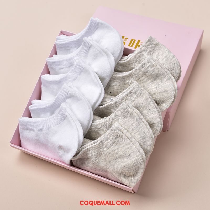 Chaussette Femme Bouche Peu Profonde Coton Été, Chaussette Section Mince Blanc