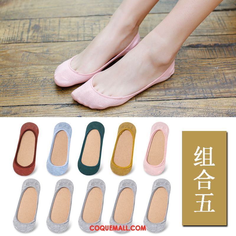 Chaussette Femme Chaussette Basse Coupée Noir Été, Chaussette Antidérapant Charmant