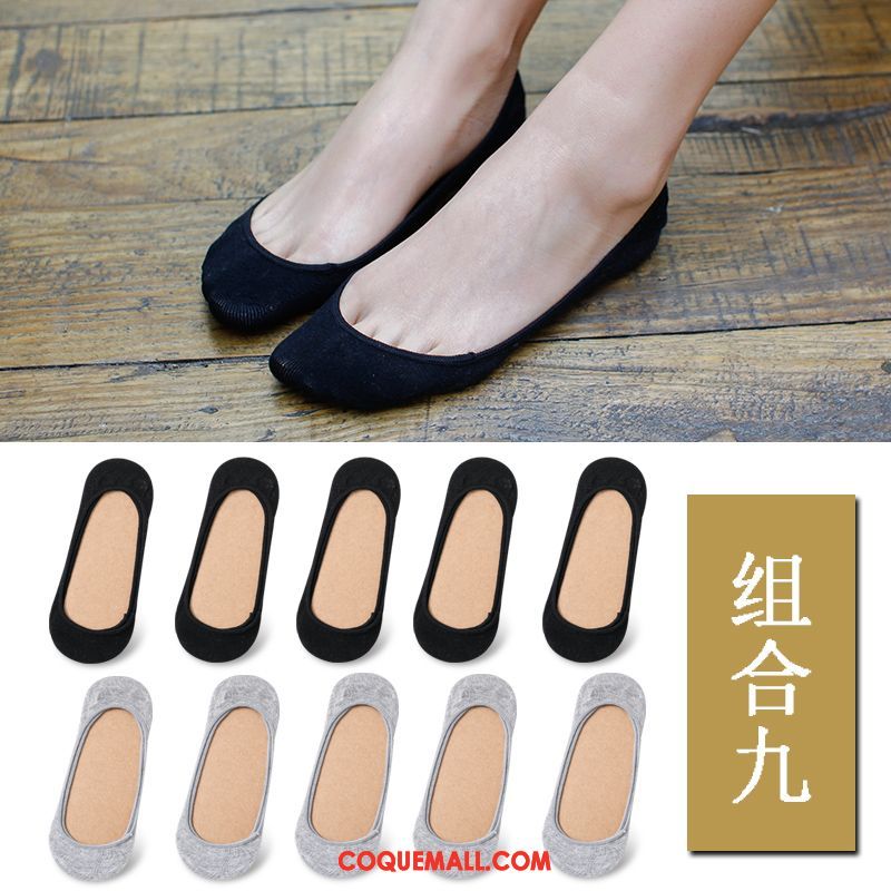 Chaussette Femme Chaussette Basse Coupée Noir Été, Chaussette Antidérapant Charmant