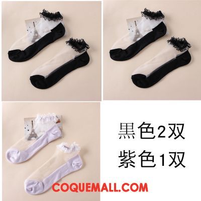 Chaussette Femme Chaussette Courte Coton Section Mince, Chaussette Soie Dentelle