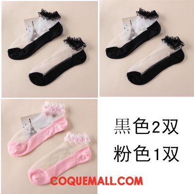 Chaussette Femme Chaussette Courte Coton Section Mince, Chaussette Soie Dentelle