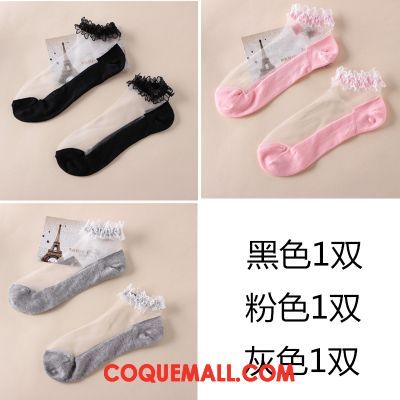 Chaussette Femme Chaussette Courte Coton Section Mince, Chaussette Soie Dentelle