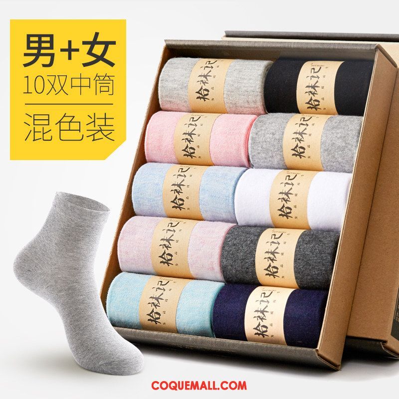 Chaussette Femme Chaussette Longue L'automne Chaussettes En Coton, Chaussette Noir Milieu