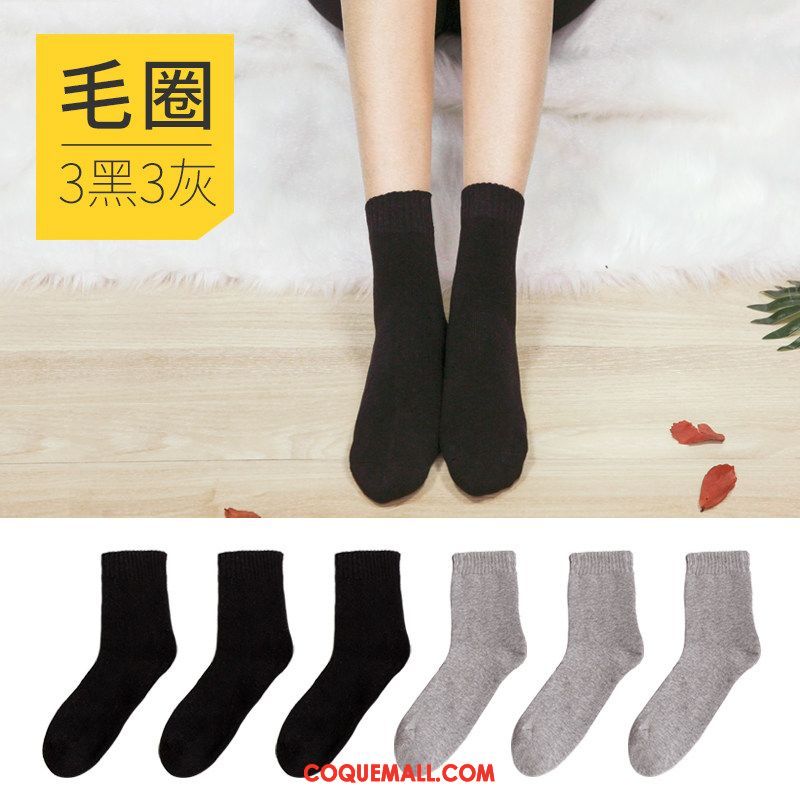 Chaussette Femme Chaussette Longue L'automne Chaussettes En Coton, Chaussette Noir Milieu