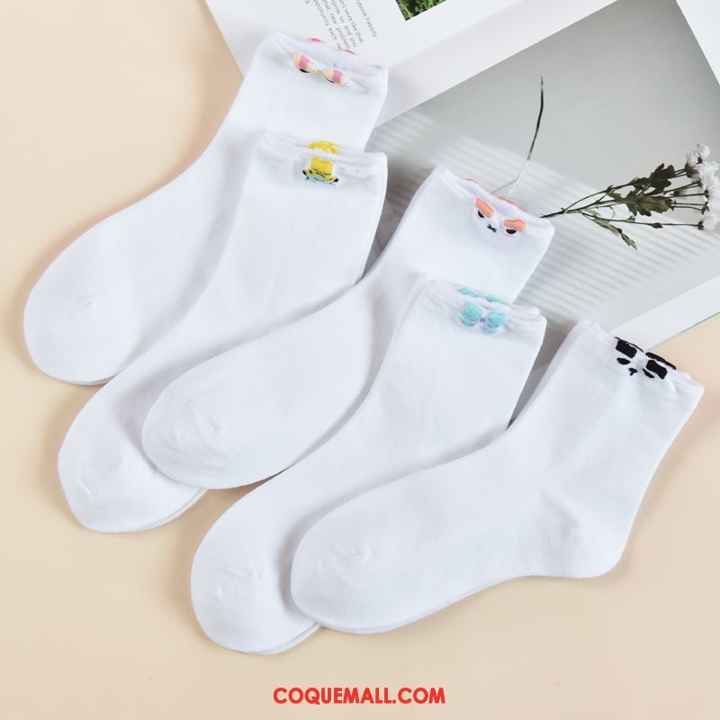 Chaussette Femme Chaussettes En Coton Garder Au Chaud Rétro, Chaussette Milieu Coton