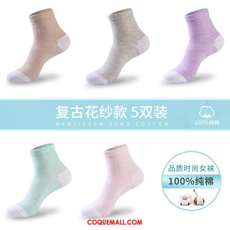 Chaussette Femme Coton Chaussette Courte Chaussettes En Coton, Chaussette Bouche Peu Profonde Milieu