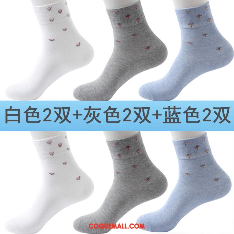 Chaussette Femme Coton Gris Milieu, Chaussette Printemps L'automne
