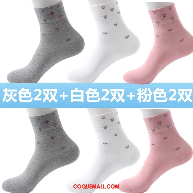Chaussette Femme Coton Gris Milieu, Chaussette Printemps L'automne