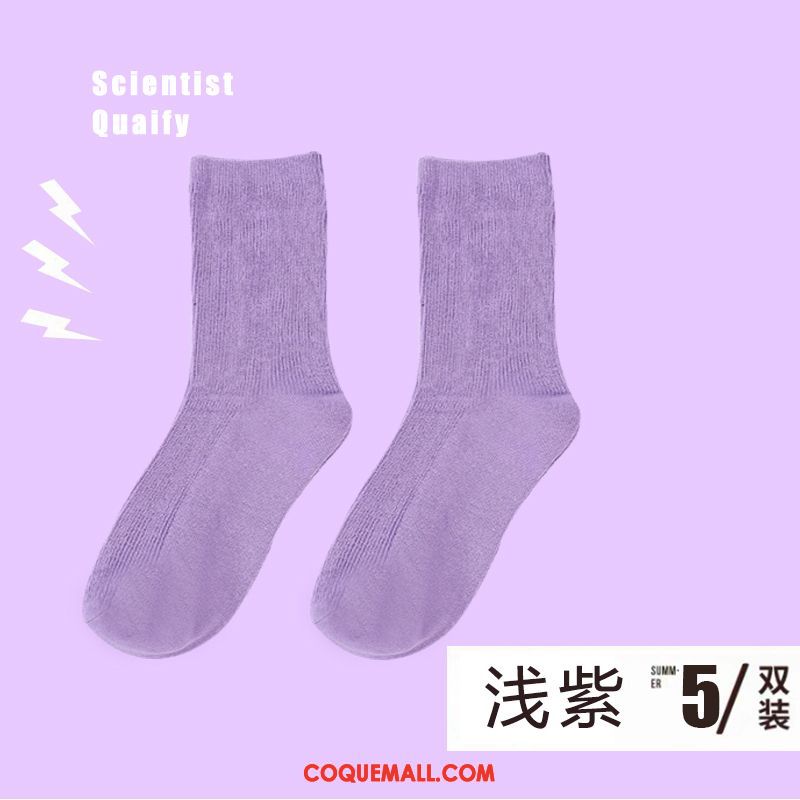 Chaussette Femme Coton Section Mince Bleu, Chaussette Été Printemps