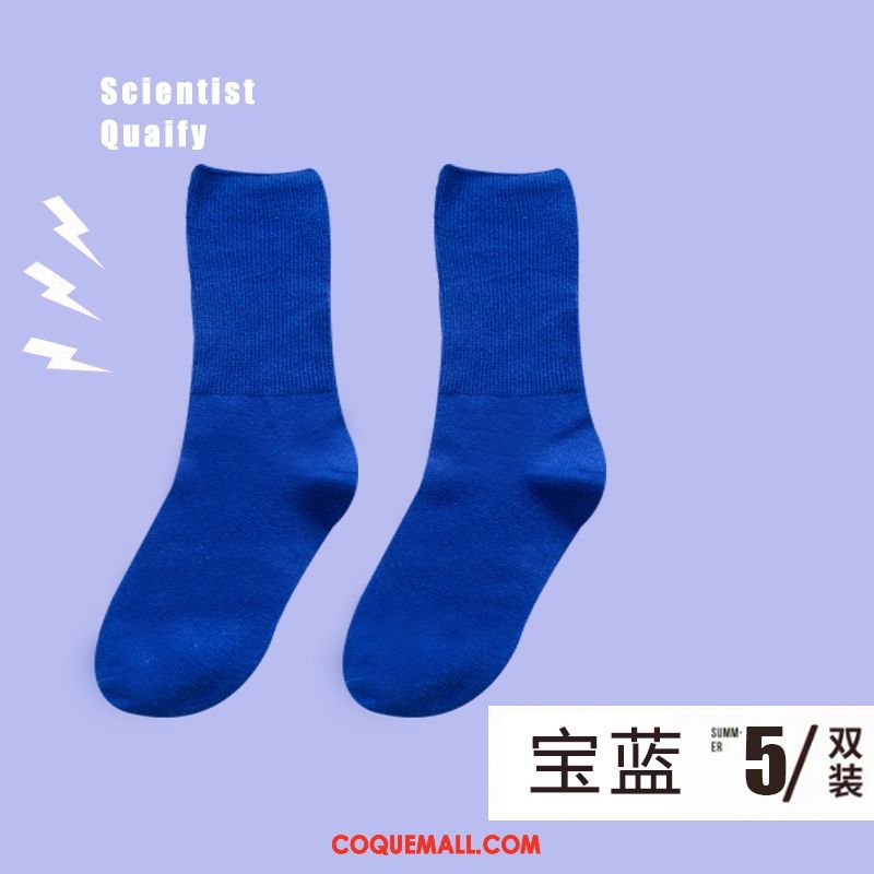 Chaussette Femme Coton Section Mince Bleu, Chaussette Été Printemps