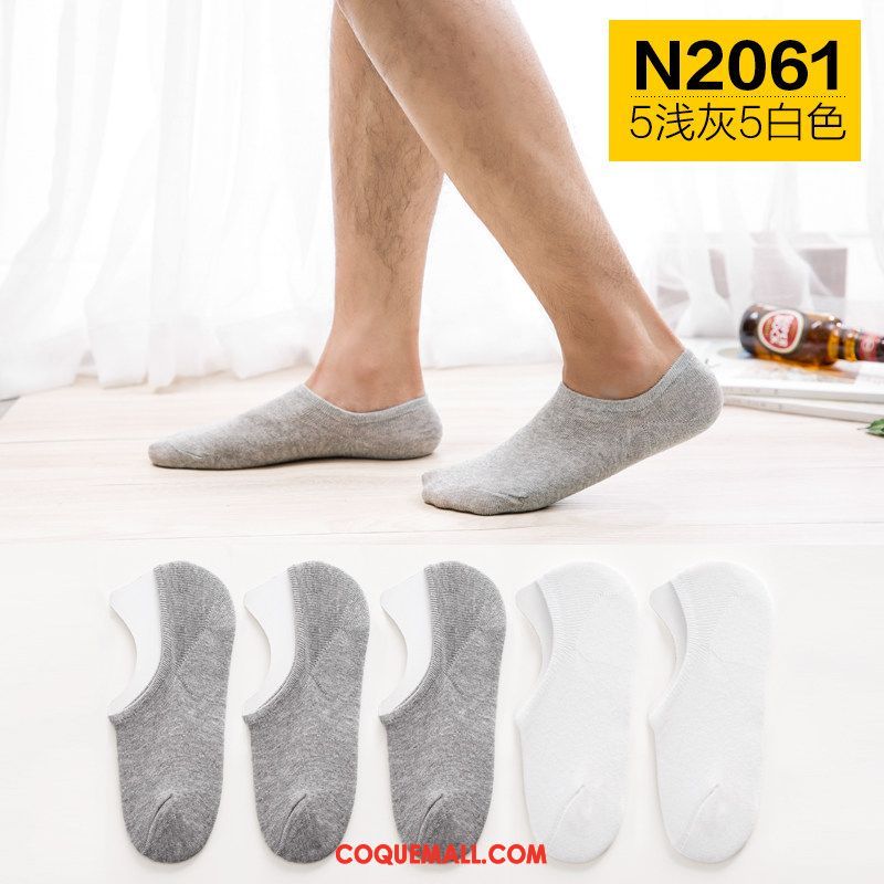 Chaussette Femme Faible Section Mince Antidérapant, Chaussette Gris Pure Couleur