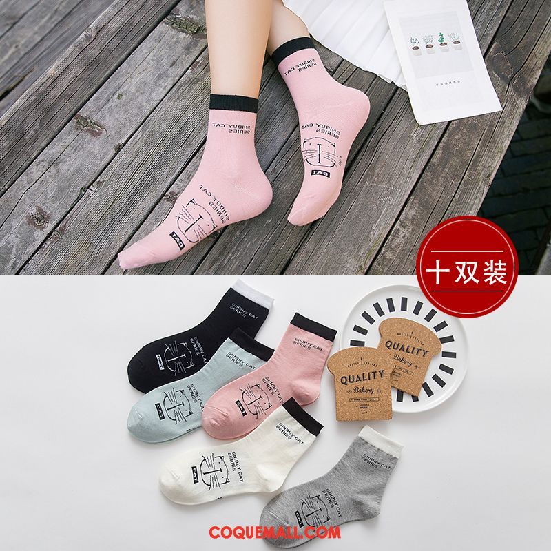 Chaussette Femme Longue Milieu Été, Chaussette Chaussettes En Coton Section Mince