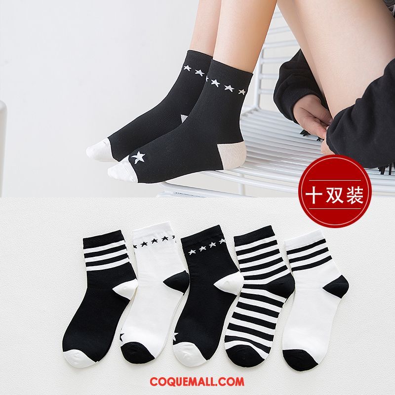 Chaussette Femme Longue Milieu Été, Chaussette Chaussettes En Coton Section Mince