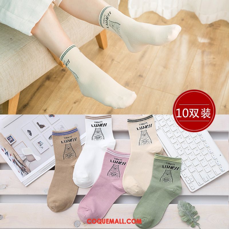 Chaussette Femme Longue Milieu Été, Chaussette Chaussettes En Coton Section Mince