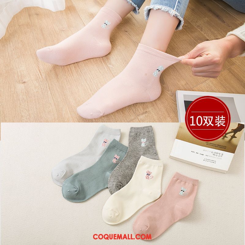 Chaussette Femme Longue Milieu Été, Chaussette Chaussettes En Coton Section Mince