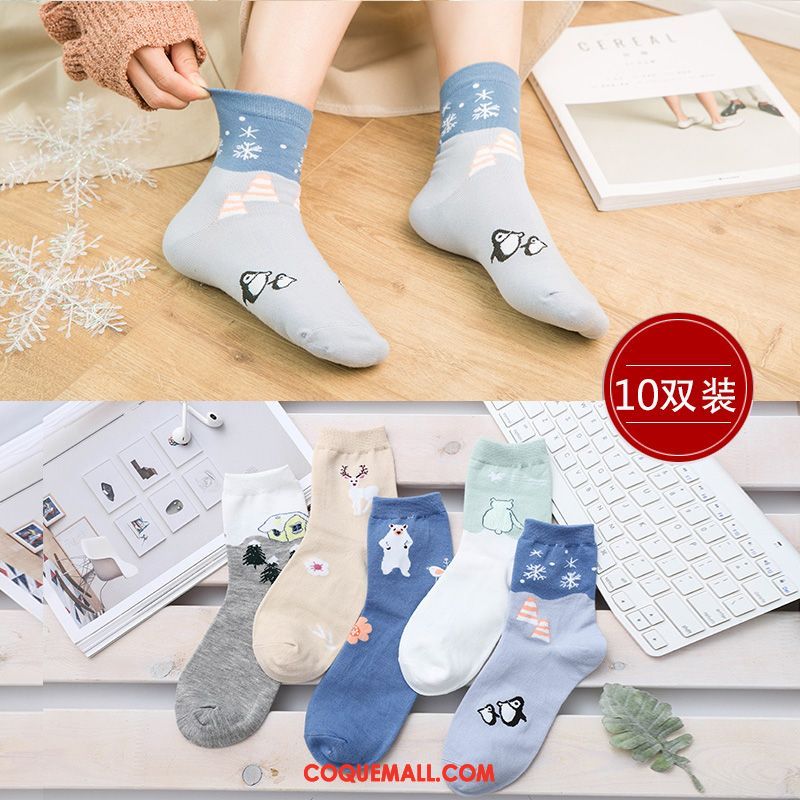 Chaussette Femme Longue Milieu Été, Chaussette Chaussettes En Coton Section Mince