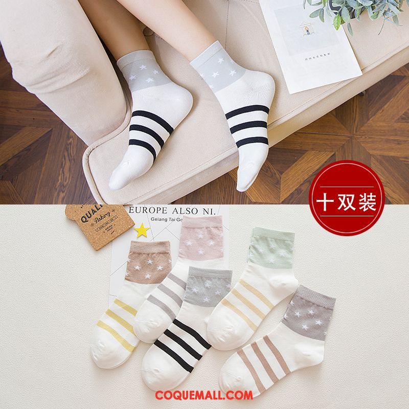 Chaussette Femme Longue Milieu Été, Chaussette Chaussettes En Coton Section Mince