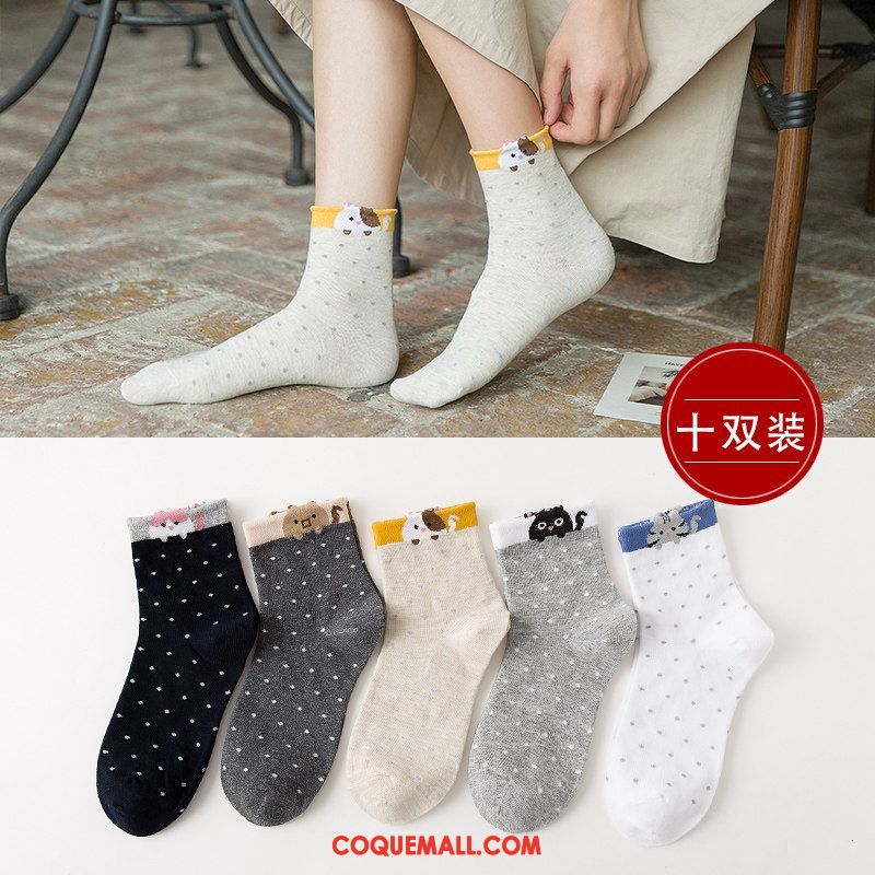 Chaussette Femme Longue Milieu Été, Chaussette Chaussettes En Coton Section Mince