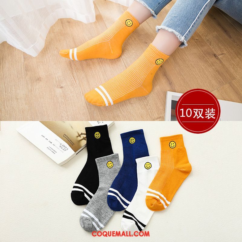 Chaussette Femme Longue Milieu Été, Chaussette Chaussettes En Coton Section Mince