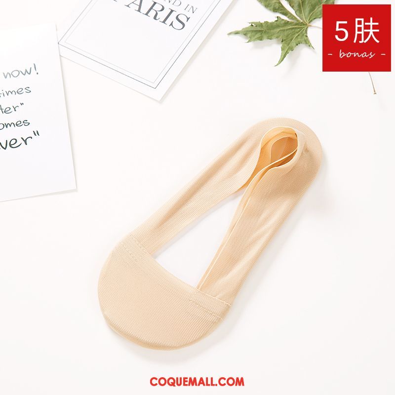 Chaussette Femme Noir Coton Mince, Chaussette Bouche Peu Profonde Été