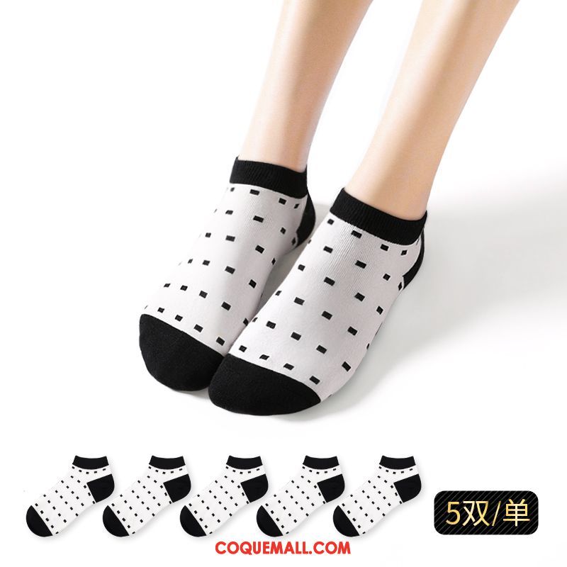 Chaussette Femme Noir Et Blanc L'automne Bouche Peu Profonde, Chaussette Réseau Tendance