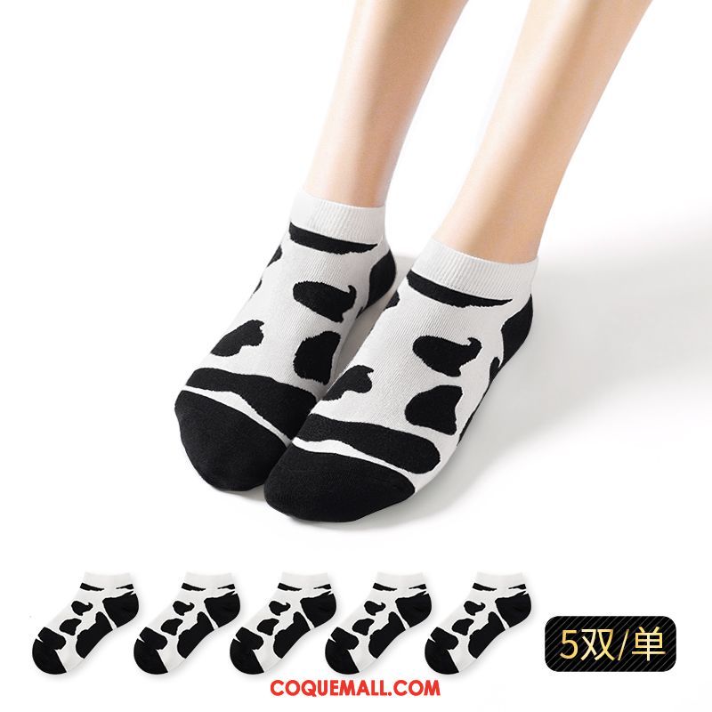 Chaussette Femme Noir Et Blanc L'automne Bouche Peu Profonde, Chaussette Réseau Tendance