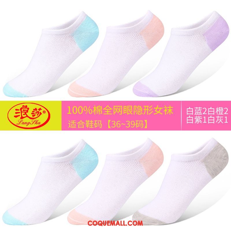 Chaussette Femme Quatre Saisons Faible Invisible, Chaussette Coton Bouche Peu Profonde