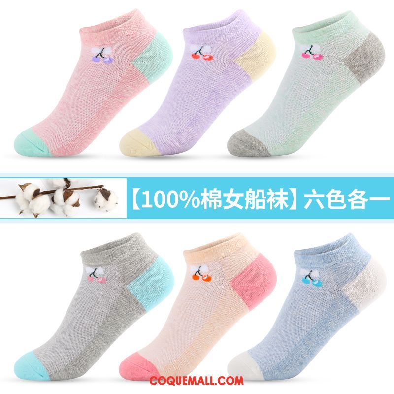 Chaussette Femme Quatre Saisons Faible Invisible, Chaussette Coton Bouche Peu Profonde