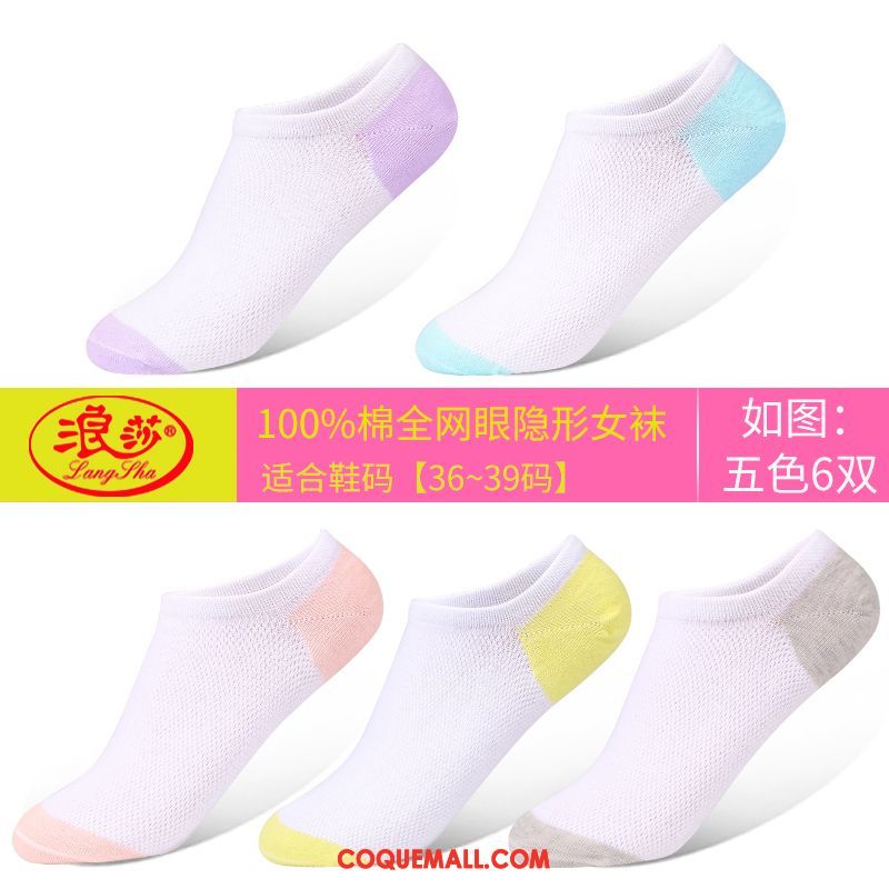 Chaussette Femme Quatre Saisons Faible Invisible, Chaussette Coton Bouche Peu Profonde