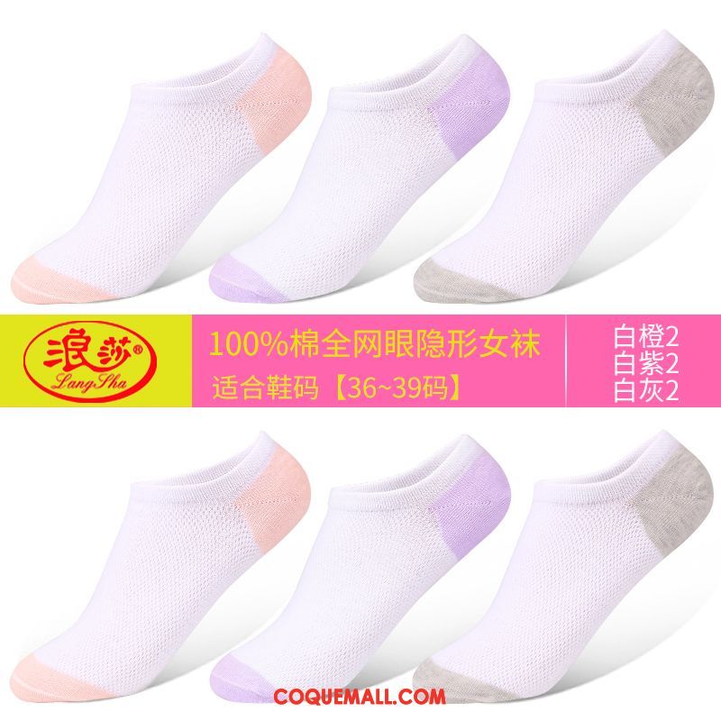 Chaussette Femme Quatre Saisons Faible Invisible, Chaussette Coton Bouche Peu Profonde