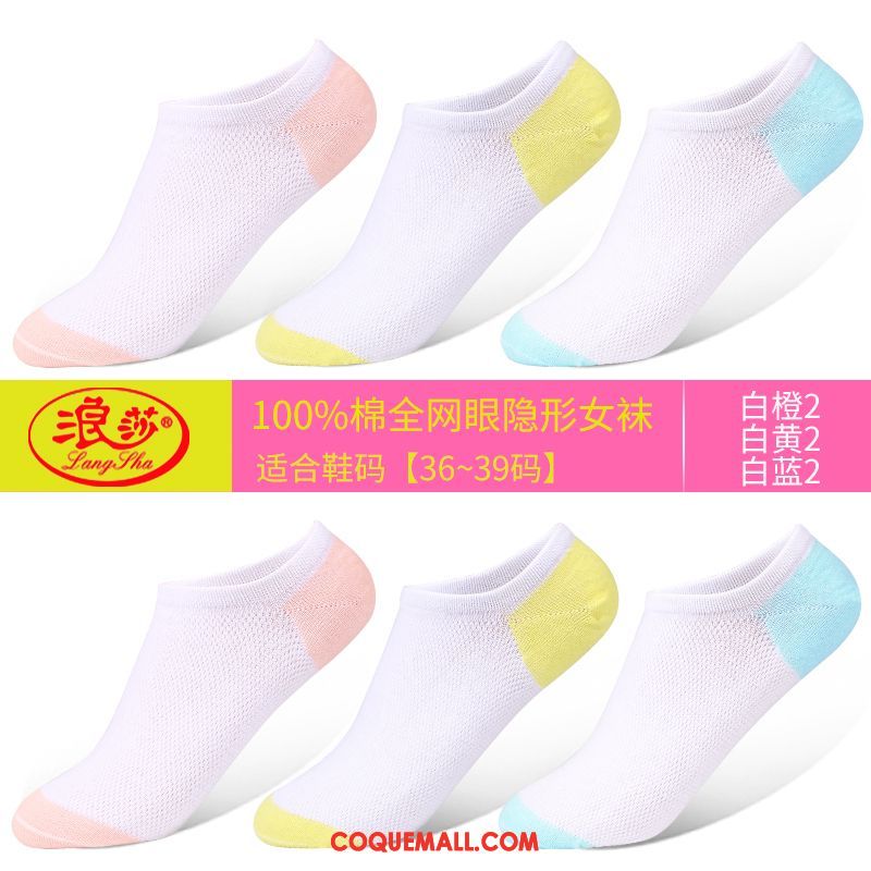 Chaussette Femme Quatre Saisons Faible Invisible, Chaussette Coton Bouche Peu Profonde