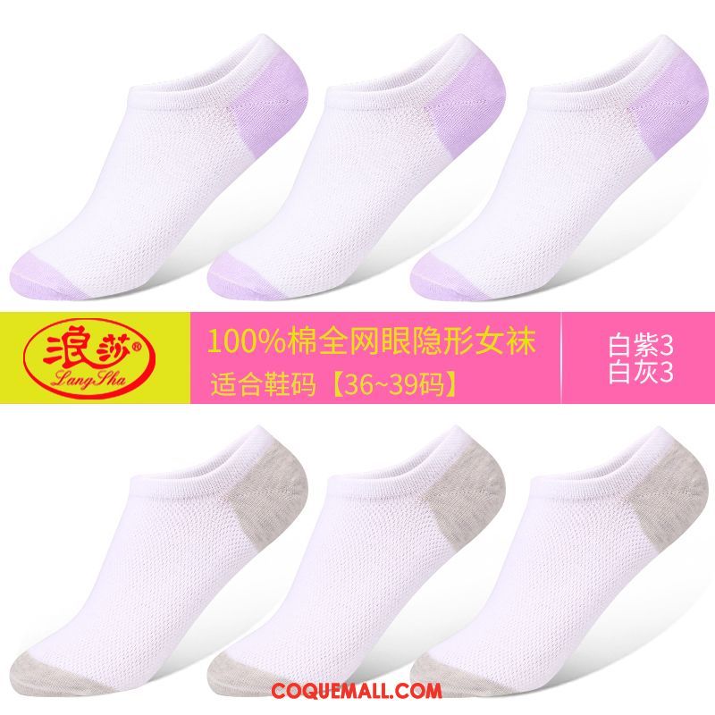 Chaussette Femme Quatre Saisons Faible Invisible, Chaussette Coton Bouche Peu Profonde