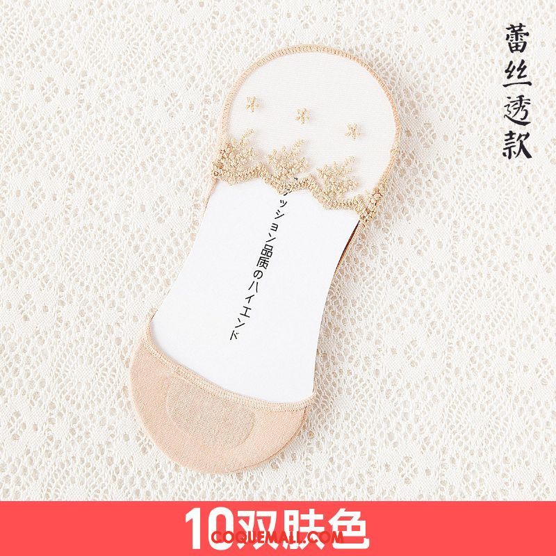 Chaussette Femme Été Bouche Peu Profonde Section Mince, Chaussette Chaussette Courte Dentelle