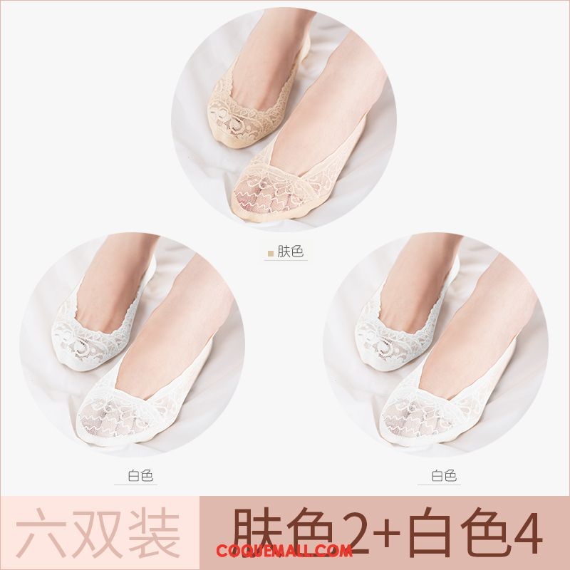 Chaussette Femme Été Chaussette Basse Coupée Été, Chaussette Section Mince Antidérapant