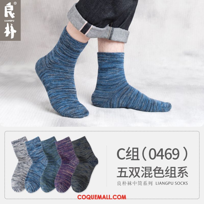 Chaussette Homme Chaussettes En Coton Milieu Garder Au Chaud, Chaussette Printemps L'automne