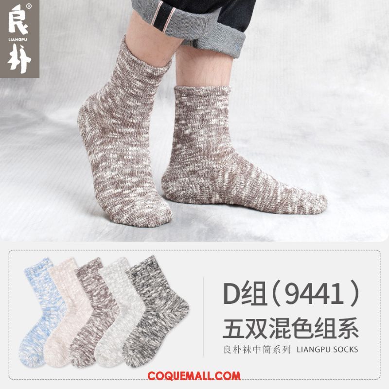 Chaussette Homme Chaussettes En Coton Milieu Garder Au Chaud, Chaussette Printemps L'automne