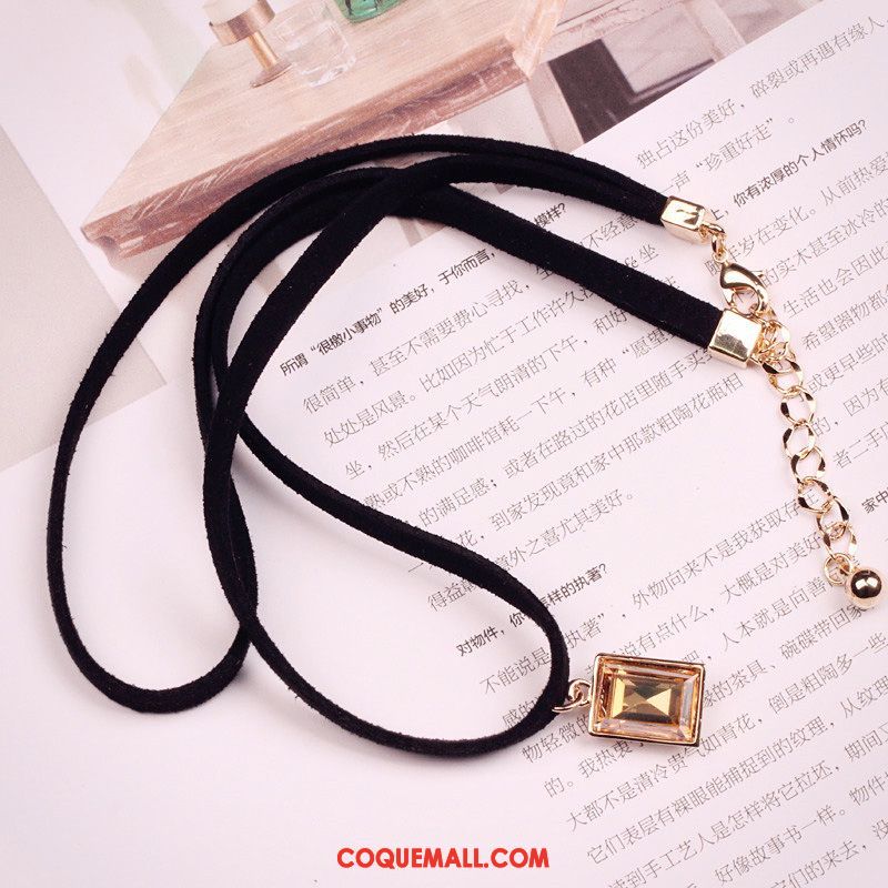 Collier Femme Court Paragraphe Velours Tendance, Collier Couche Double Noir