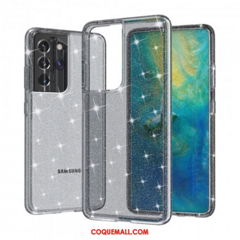 Coque Coque Samsung Galaxy S21 Ultra 5G Transparente Paillettes