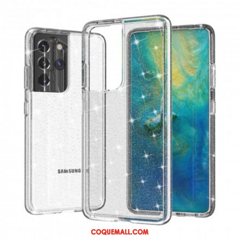 Coque Coque Samsung Galaxy S21 Ultra 5G Transparente Paillettes