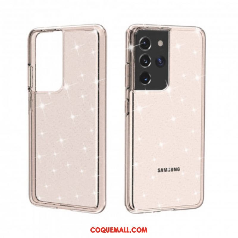 Coque Coque Samsung Galaxy S21 Ultra 5G Transparente Paillettes