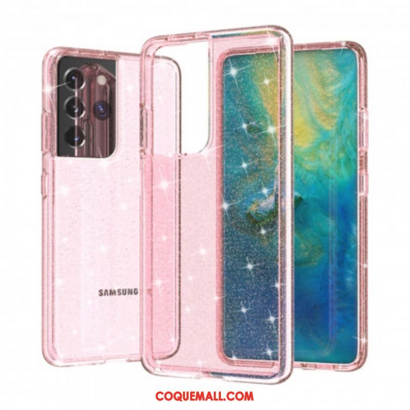 Coque Coque Samsung Galaxy S21 Ultra 5G Transparente Paillettes