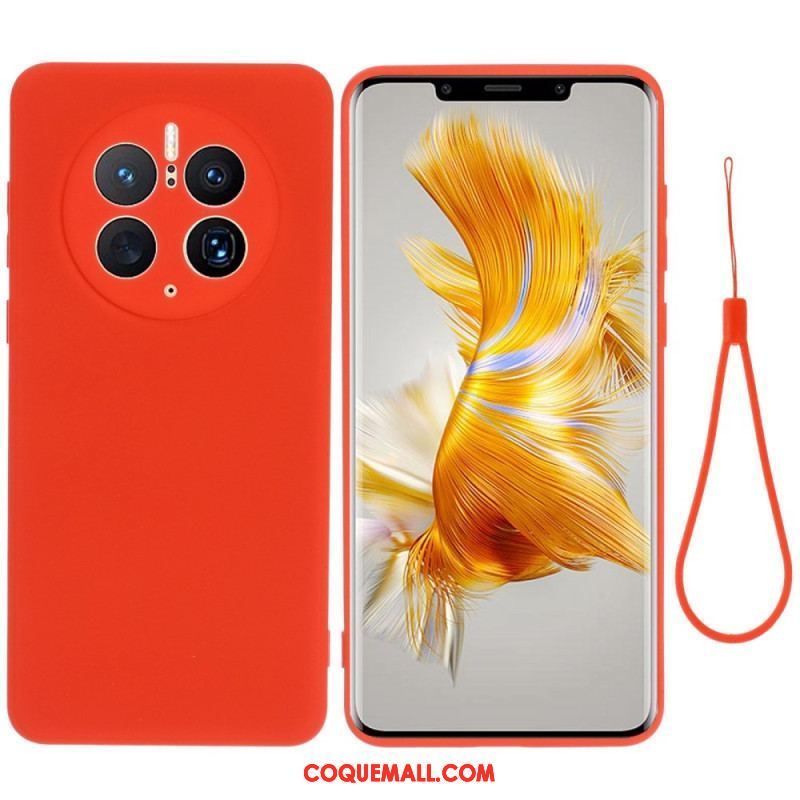 Coque Huawei Mate 50 Pro Silicone Liquide avec Lanière