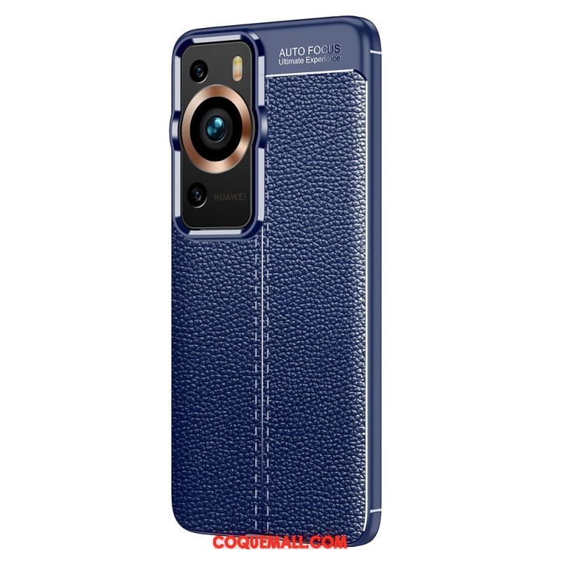 Coque Huawei P60 Pro Effet Cuir Litchi Double Line