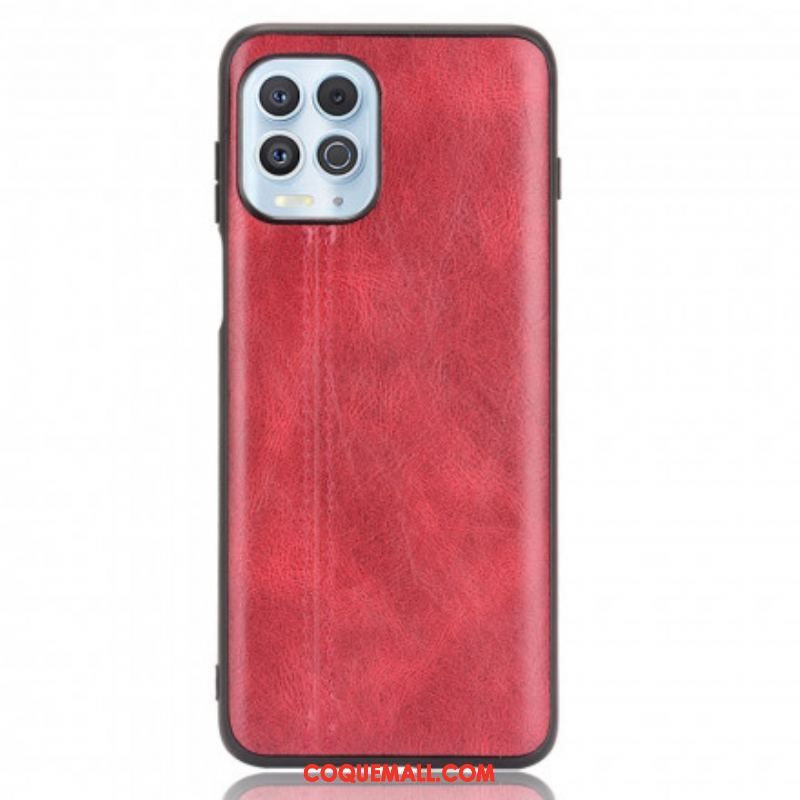 Coque Moto G100 Effet Cuir Couture