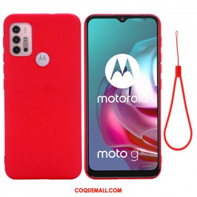 Coque Moto G30 / Moto G10 Silicone Liquide avec Lanière