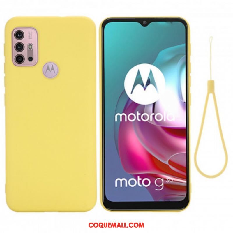 Coque Moto G30 / Moto G10 Silicone Liquide avec Lanière