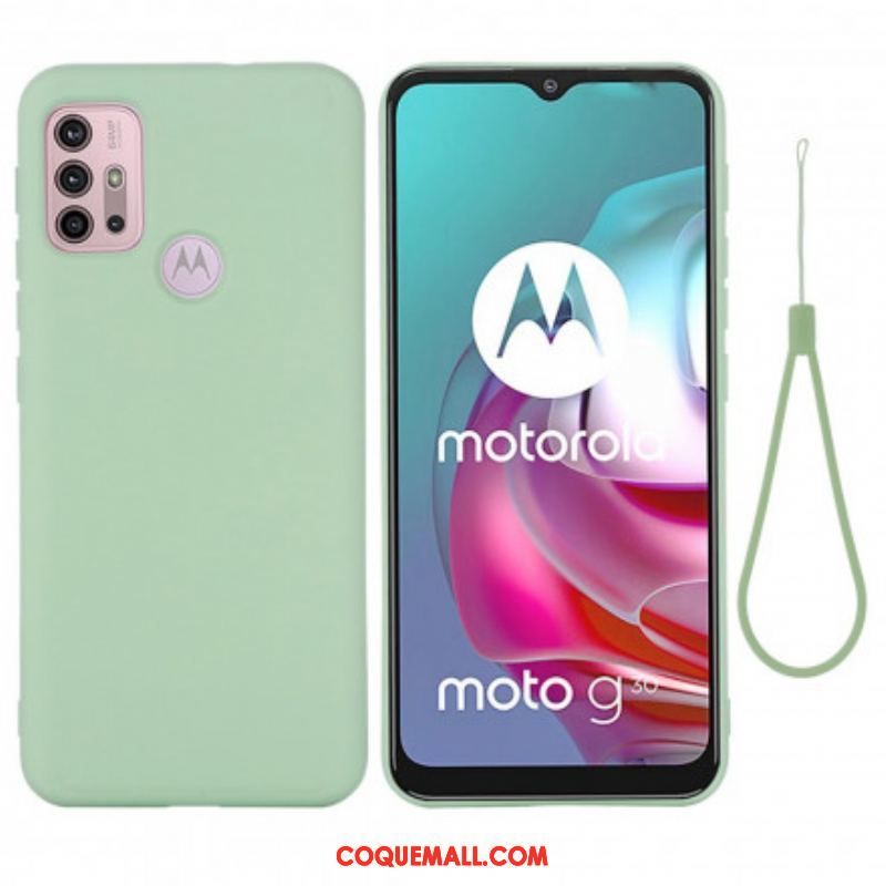 Coque Moto G30 / Moto G10 Silicone Liquide avec Lanière