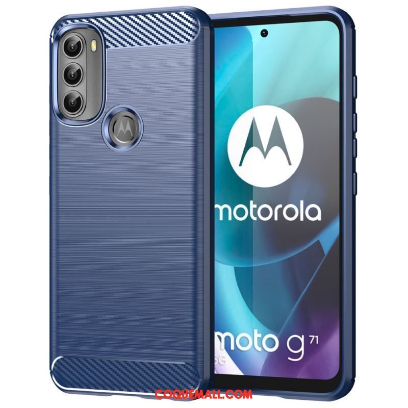 Coque Moto G71 5G Fibre Carbone Brossée