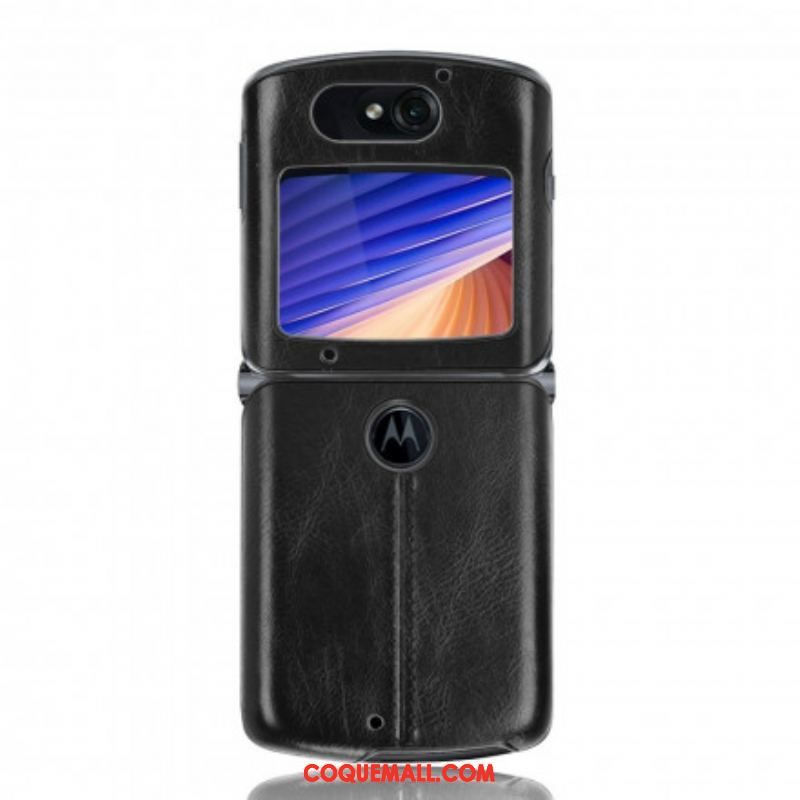 Coque Motorola Razr 5G Simili Cuir Coutures