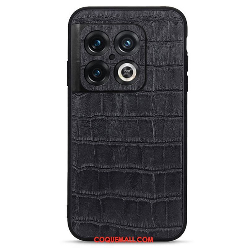 Coque OnePlus 10 Pro 5G Cuir Véritable Texture Crocodile